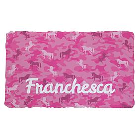 Dinosaur Blue Camo Personalized Fuzzy Throw Blanket