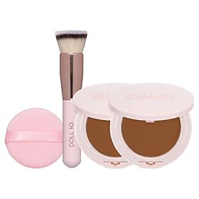 Doll 10 TCE Serum Powder 2-pack with Foundation Brush and Powder Puff