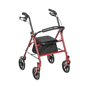 Drive Medical 4-Wheel Rollator Rolling Walker w/ Fold Up Back Support