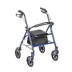 Drive Medical 4-Wheel Rollator Rolling Walker w/ Fold Up Back Support