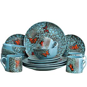 Elama Butterfly Garden 16-piece  Dinnerware Set