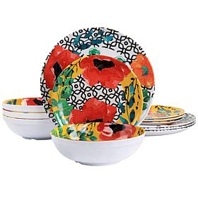 Elama Grace 12-Piece Melamine Dinnerware Set