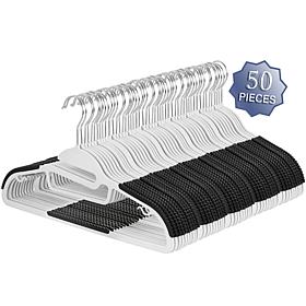 Elama Home 50-Piece Non Slip Hanger Set w/ U-slide in White and Black