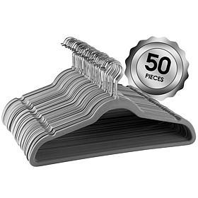 Elama Home Flocked Velvet Clothes Hangers w/ Swivel Hooks 50Pk, Gray