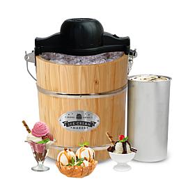 Elite Gourmet 4-Qt. Old Fashioned Pine Bucket Electric Ice Cream Maker