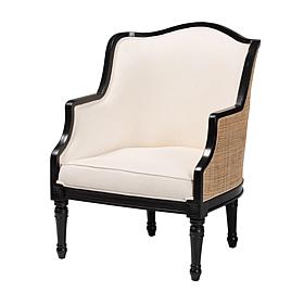 Elizette Traditional French Accent Chair with Rattan Accents