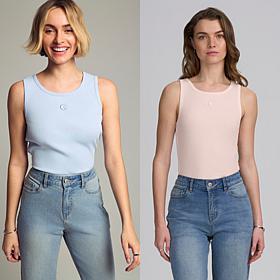 Elle Get the Look Ribbed Knit Tank 2-pack