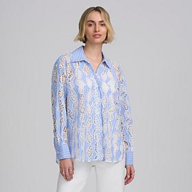 Elle Live Get the Look Striped Lace Shirt