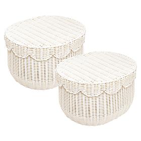 Emryn House PE Rattan Storage Baskets with Lids - Set of 2