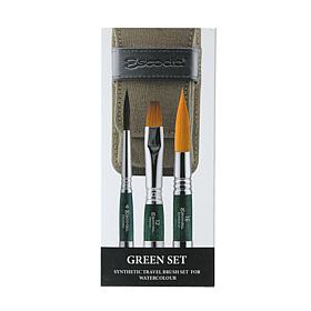 ESCODA Synthetic Watercolor Travel Brush Set 1273 Green Series