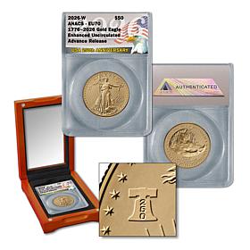 EU70 Advance Release $50 Gold Eagle w/Dual Date & Liberty Bell Privy