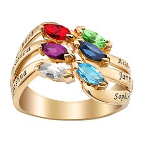 Family Name and Crystal Birthstone Ring