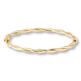 Fiorenza Gold-Plated Polished Twist Oval Bangle Bracelet