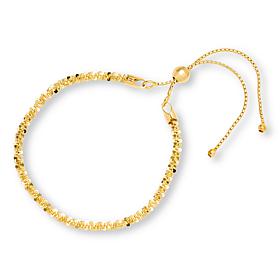 Fiorenza Sterling Silver Daisy Sparkle Chain Adjustable Bracelet