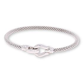 Fiorenza Sterling Silver Popcorn Bangle Bracelet with Horseshoe Clasp