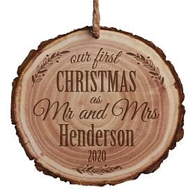 'First Christmas' Personalized Bark Ornament