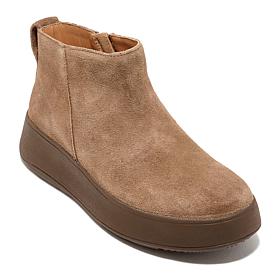 FitFlop F-Mode Leather/Suede Flatform Zip Ankle Boot