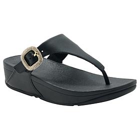 FitFlop Lulu Crystal-Buckle Leather Toe-Post Sandal