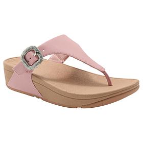 FitFlop Lulu Crystal-Buckle Leather Toe-Post Sandal