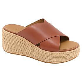 FitFlop Platform Espadrille Leather Wedge Cross Slides