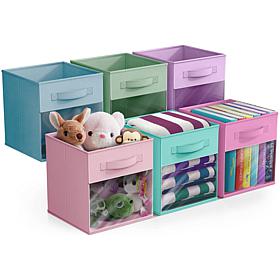Foldable Storage Cube Bins 6-Pack with Clear Window