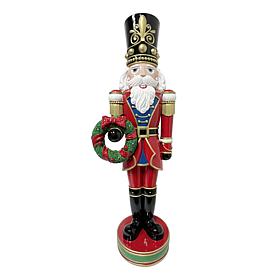Fraser Hill Farm 3.8-ft. Resin Nutcracker Statue with Wreath, White...