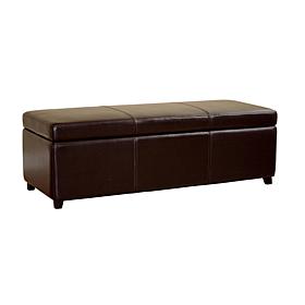 Full Leather Storage Bench Ottoman with Stitching