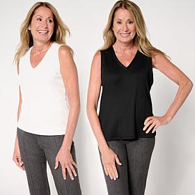 G by Giuliana 2-pack Ribbed Knit V-Neck Tanks