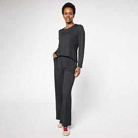 G by Giuliana 2-piece G-Knit Puff-Sleeve Top & Full-Leg Pant Set