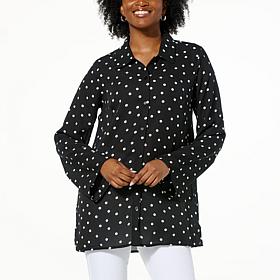 G by Giuliana Americana Printed Crepe Button-Up Blouse