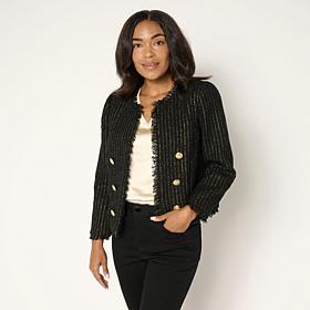 G by Giuliana Black Label Bouclé Striped Jacket