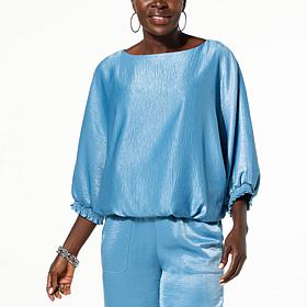 G by Giuliana Black Label Dolman-Sleeve Satin Top