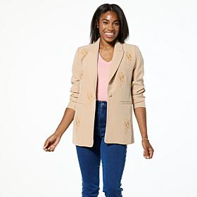 G by Giuliana Black Label Embroidered Woven Blazer