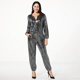 G by Giuliana Black Label Long Sleeve Jogger Jumpsuit