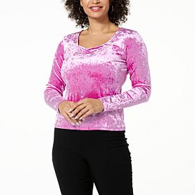 G by Giuliana Black Label Sweetheart Neck Velour Knit Top