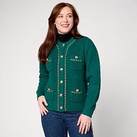 G by Giuliana Chain Detail Button-Front Sweater Cardigan