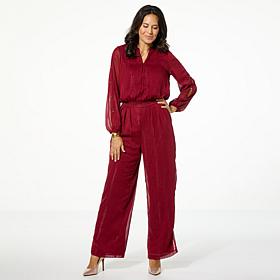 G by Giuliana Chiffon Long Sleeve Wide Leg Jumpsuit