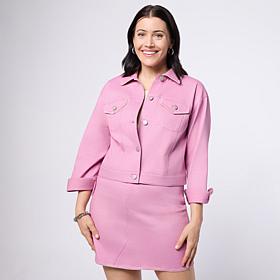 G by Giuliana Colored Twill Jacket with Blanket Stitch