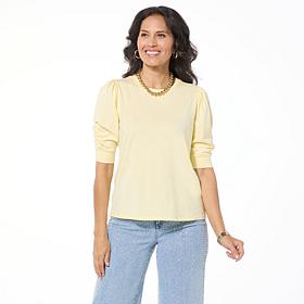 G by Giuliana Cotton-Blend Knit Puff-Sleeve Tee
