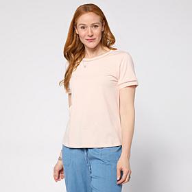 G by Giuliana Cotton Modal Short-Sleeve Top with Trim