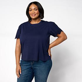G by Giuliana Cotton Modal Top with Eyelet Sleeve