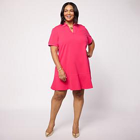 G by Giuliana Cotton Spandex Dress w/Flounce