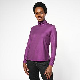 G by Giuliana Ecoluxe Foiled Knit Turtleneck Top