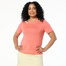 G by Giuliana Embellished Cotton-Blend Knit Tee