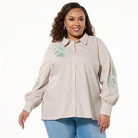 G by Giuliana Embellished Striped Blouse