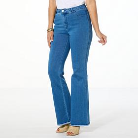 G by Giuliana G-Soft Denim Mini Flare-Leg Jean with Raw Edge Hem