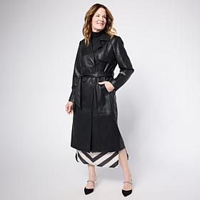 G by Giuliana Knit Faux Leather Trench Coat