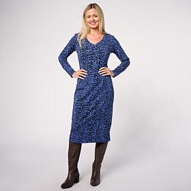 G by Giuliana Long Sleeve Jersey Knit V-neck Dress