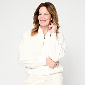 G by Giuliana Marshmallow Knit Sweatshirt with Zip-Up Collar