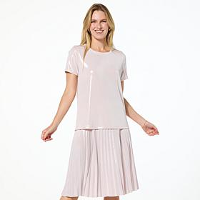 G by Giuliana Metallic Knit Crew-Neck Tee